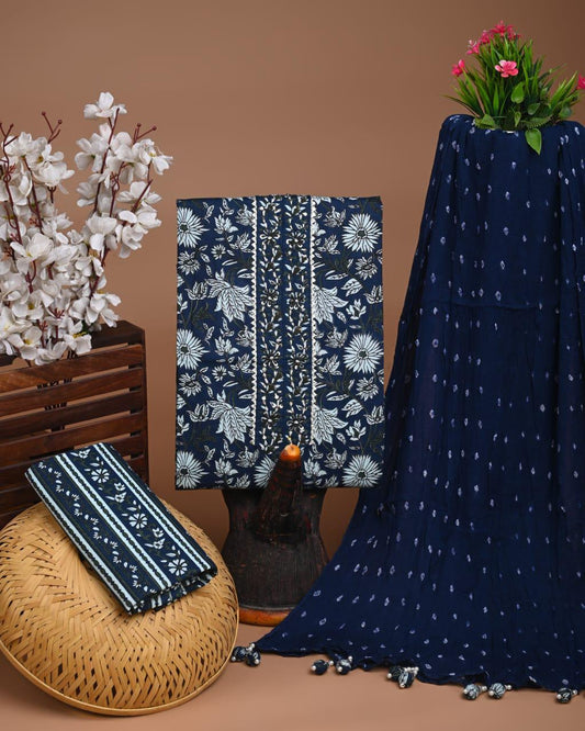 Designer zari gotapatti work Cotton Suit with chiffon dupatta(WAGP14)