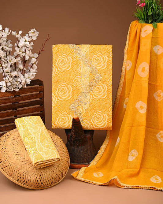 Designer zari gotapatti work Cotton Suit with chiffon dupatta(WAGP12)