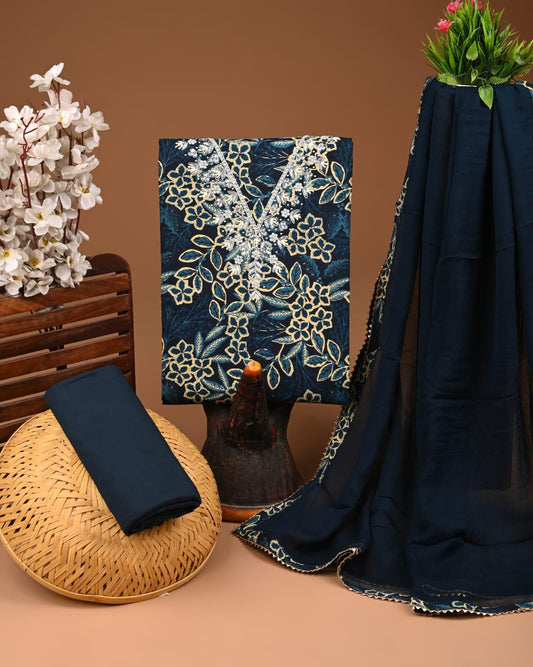 Designer zari gotapatti work Cotton Suit with chiffon dupatta(WAGP10)