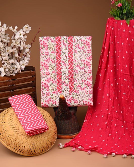 Designer zari gotapatti work Cotton Suit with chiffon dupatta(WAGP09)