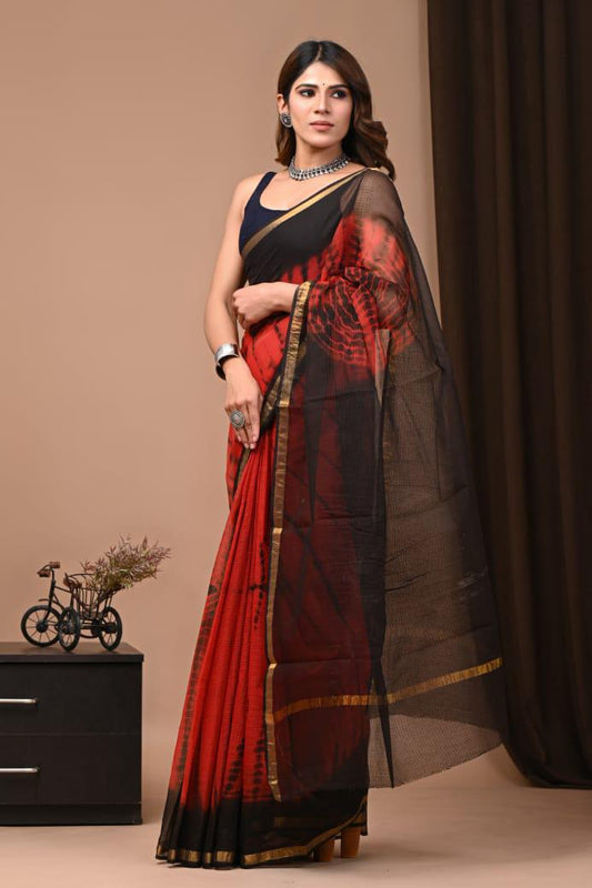 Exclusive hand Block Printed Kota Doria Saree (SWSRKO15)