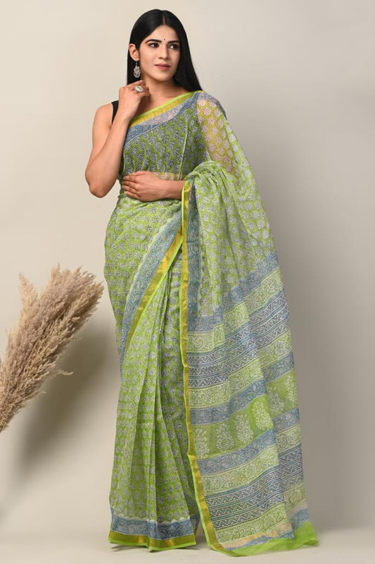 Exclusive hand Block Printed Kota Doria Saree (SWSRKO16)