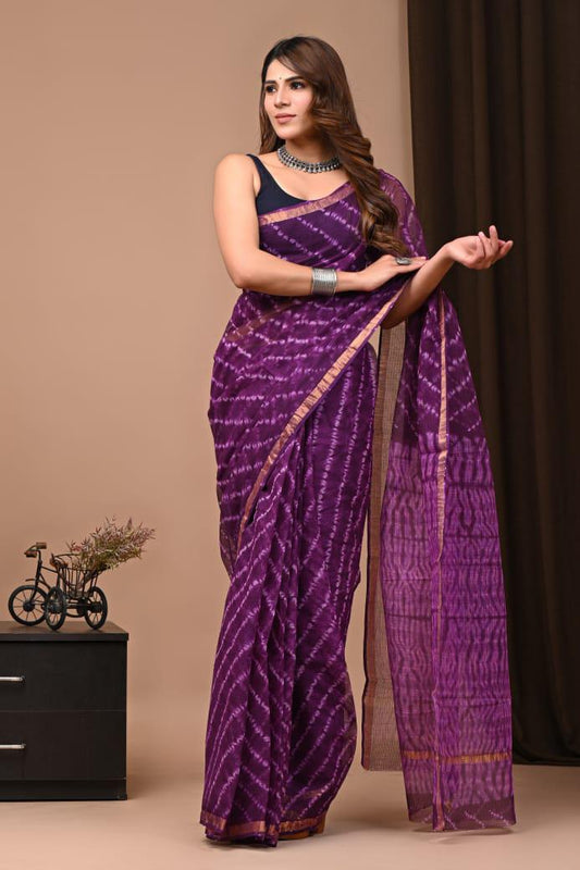Exclusive hand Block Printed Kota Doria Saree (SWSRKO08)
