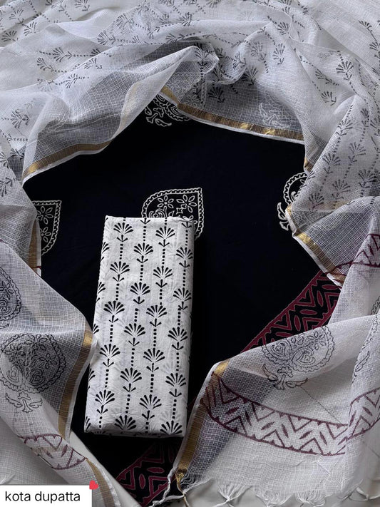 Suits Wala Hand Block Print Cotton Suit Set with Kota Doria Dupatta WAKOTMU22