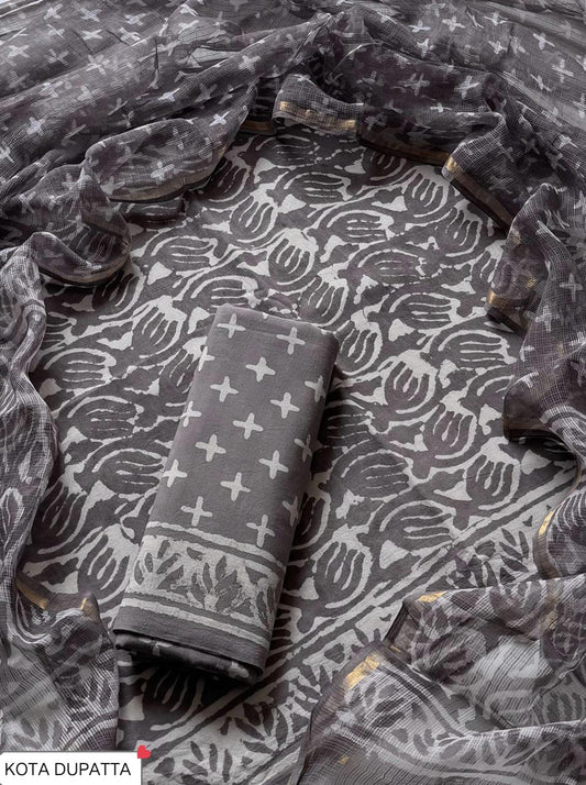 Suits Wala Hand Block Print Cotton Suit Set with Kota Doria Dupatta WAKOTMU25
