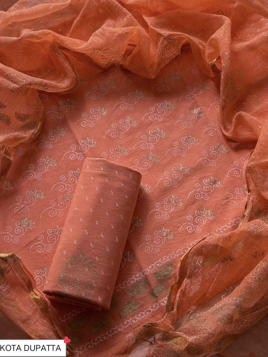 Suits Wala Hand Block Print Cotton Suit Set with Kota Doria Dupatta WAKOTMU26