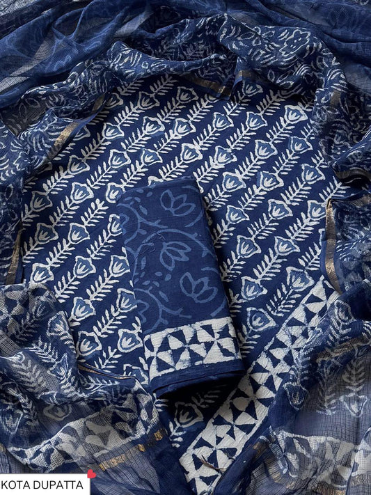 Suits Wala Hand Block Print Cotton Suit Set with Kota Doria DupattaWAKOTMU27