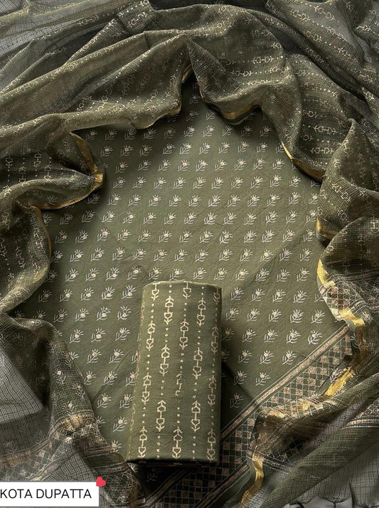 Suits Wala Hand Block Print Cotton Suit Set with Kota Doria Dupatta WAKOTMU31