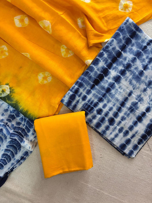 ELEGANT HAND BLOCK PRINT COTTON SUIT SET WITH MULMUL DUPATTA(WACOTMU99)