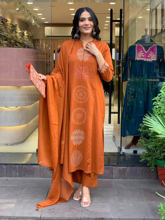 💥LAUNCHING COTTON KURTA PANT AND DUPATTA SET💥 (WARED488)