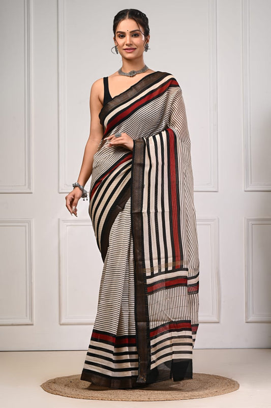 Flora Printed Maheshwari Silk Saree (SWSRMAH10)