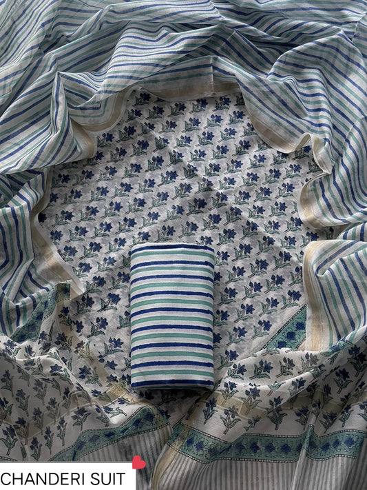 CHANDERI SILK SUIT WITH CHANDERI SILK DUPATTA 11