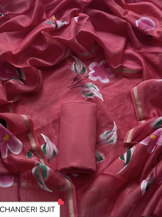 CHANDERI SILK SUIT WITH CHANDERI SILK DUPATTA 12