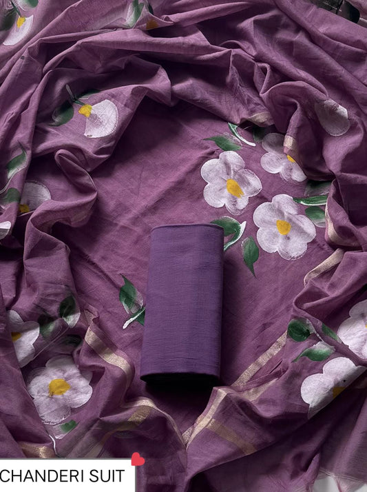 CHANDERI SILK SUIT WITH CHANDERI SILK DUPATTA 13