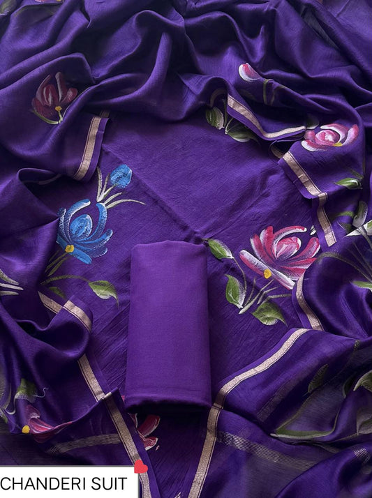 CHANDERI SILK SUIT WITH CHANDERI SILK DUPATTA 16