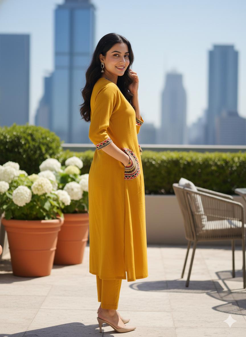 🌹🌹 fine Cotton flex fabric beautiful embroidery on neck, sleeves, pocket Kurti with plazo with cotton cotton flex🌹🌹 (SWSK03)