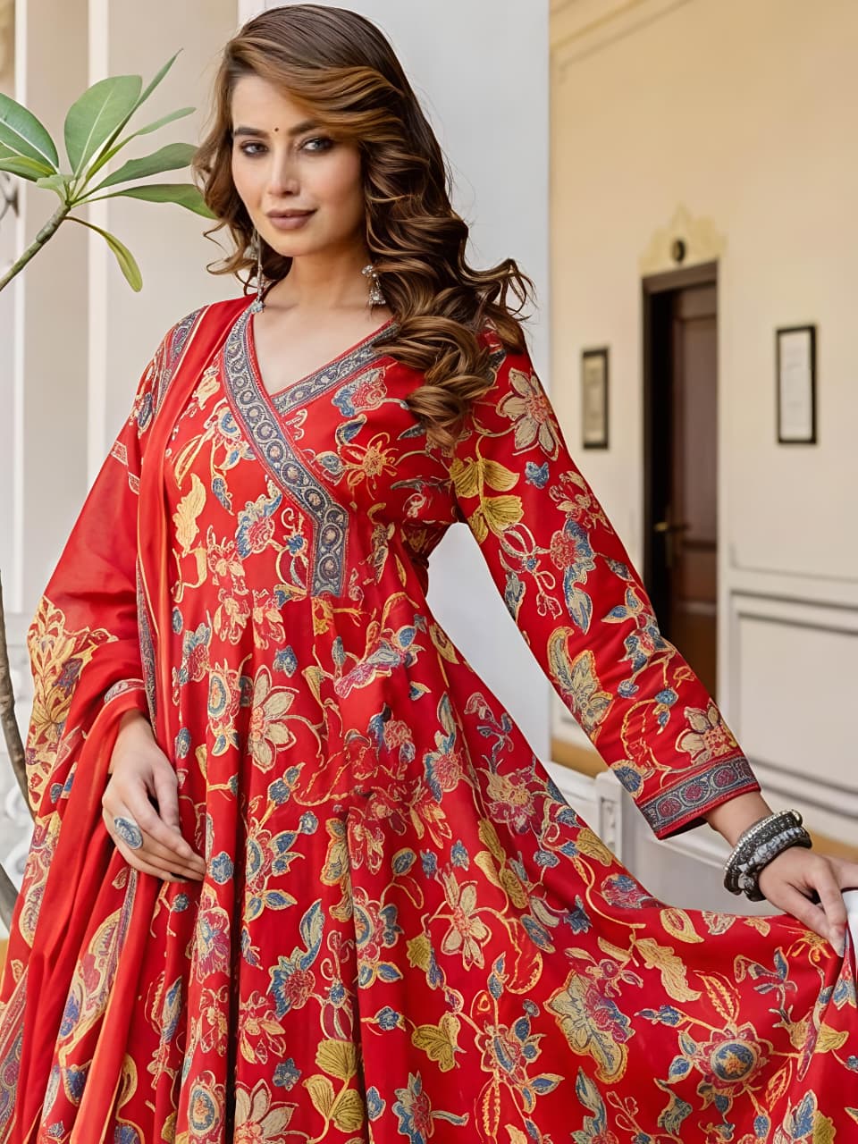 New stylish and affordable beautiful angrakha anarkali set with beautiful print and fabric pure Cotton💃💃(SWSK16)