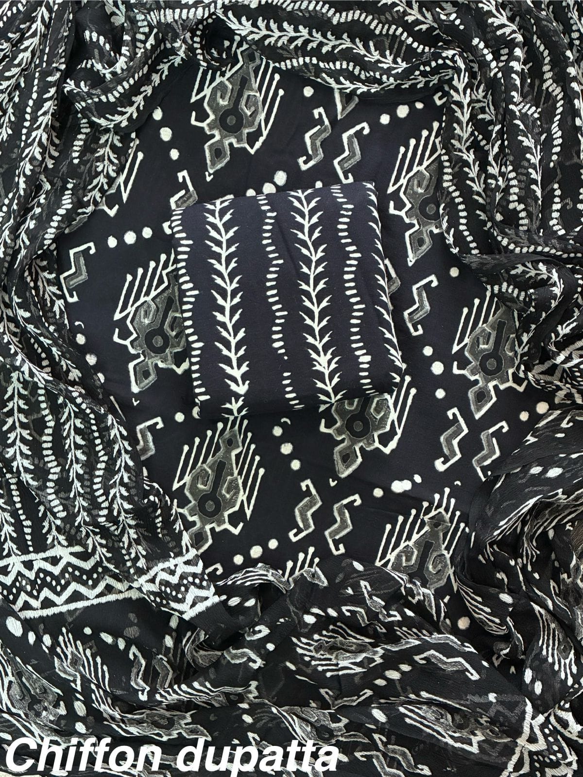 JAAL HAND BLOCK PRINT COTTON SUIT SET WITH CHIFFON DUPATTA(WACFCOTMU40)