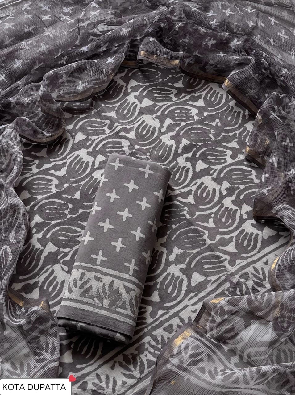 Suits Wala Hand Block Print Cotton Suit Set with Kota Doria Dupatta WAKOTMU23