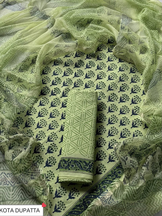 Suits Wala Hand Block Print Cotton Suit Set with Kota Doria Dupatta WAKOTMU30