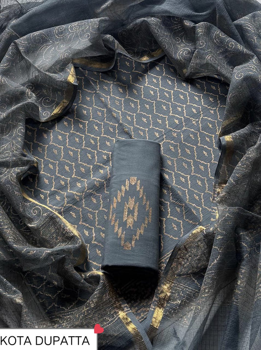 Premium Hand Block Print Cotton Suit Set with Kota Doria Dupatta WAKOTMU33