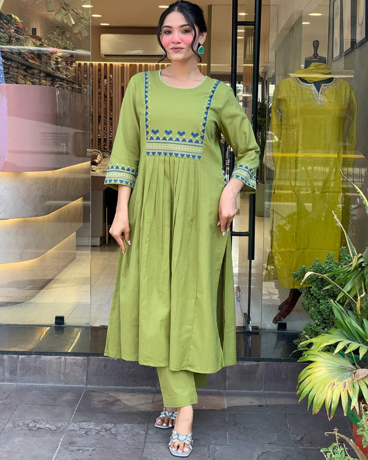 💃 Beautiful Pure Cotton Fabric Kurti Pant set special for festivals ☺️ 🫶🏻💃 (SWSK34)