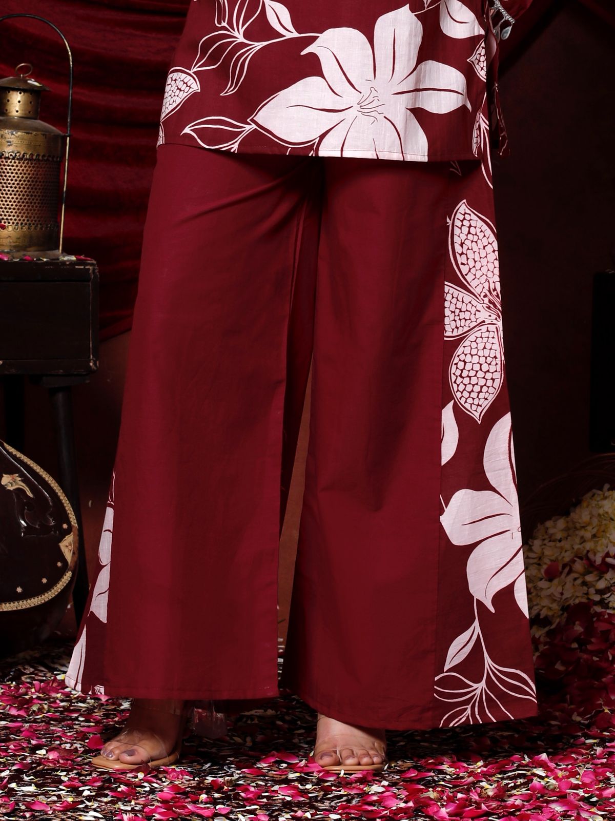 💕💕Adorn Yourself in Festive Elegance with this Stunning Maroon Floral Coord Set🌸🌸 (RRRD37)