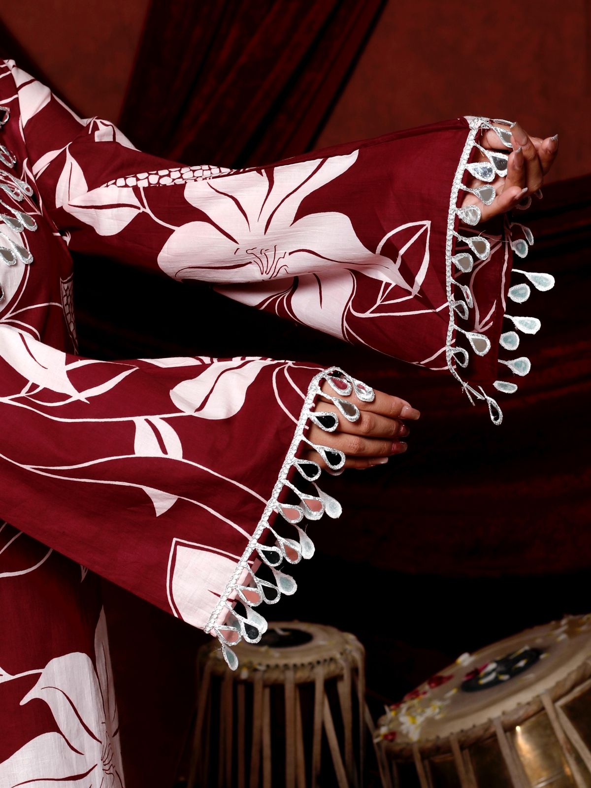 💕💕Adorn Yourself in Festive Elegance with this Stunning Maroon Floral Coord Set🌸🌸 (RRRD37)