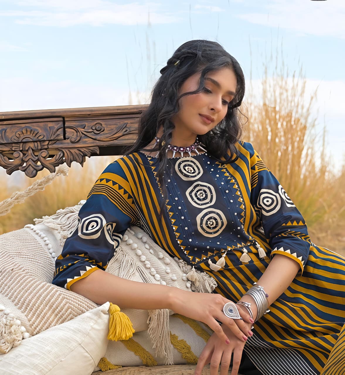 ★original piece   Designer Jaipuri panel Work Cotton Suit(RD42)