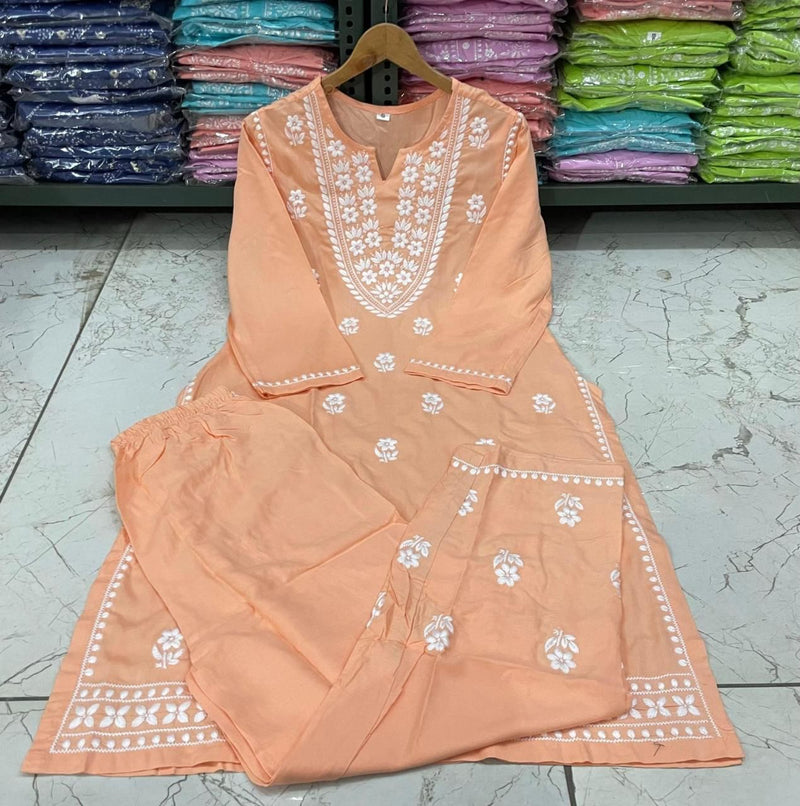 Heavy premium Rayon fabric Kurti with heavy embroidery on kurti and Pant set -In very fine Quality rayon Fabric💃💃