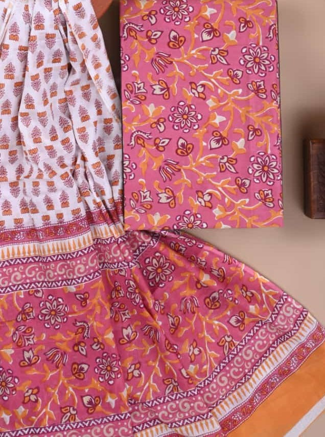 PREMIUM HAND BLOCK PRINTED COTTON SUIT WITH COTTON DUPATTA