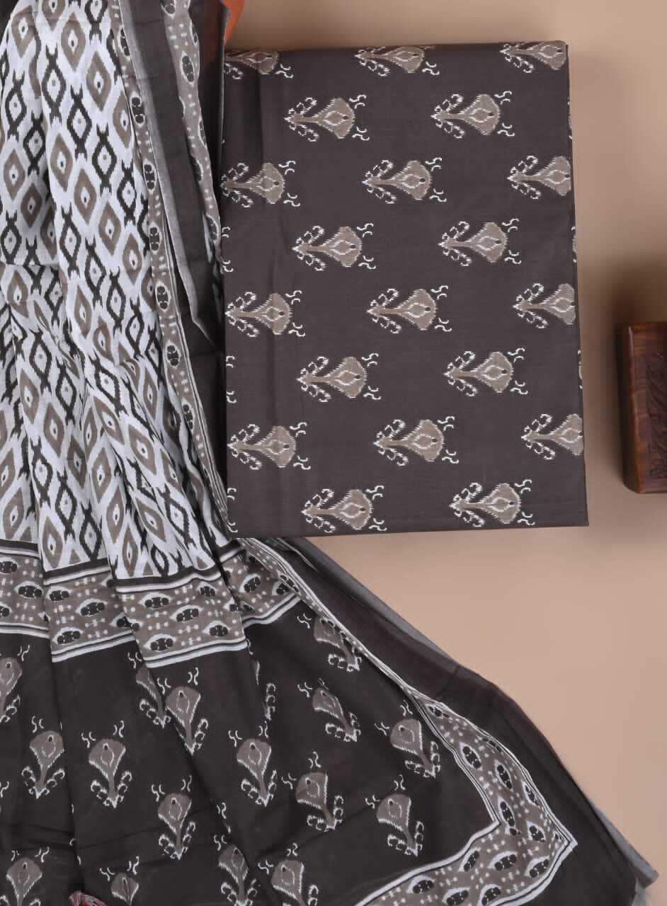 Premium hand block printed cotton suit with cotton dupatta