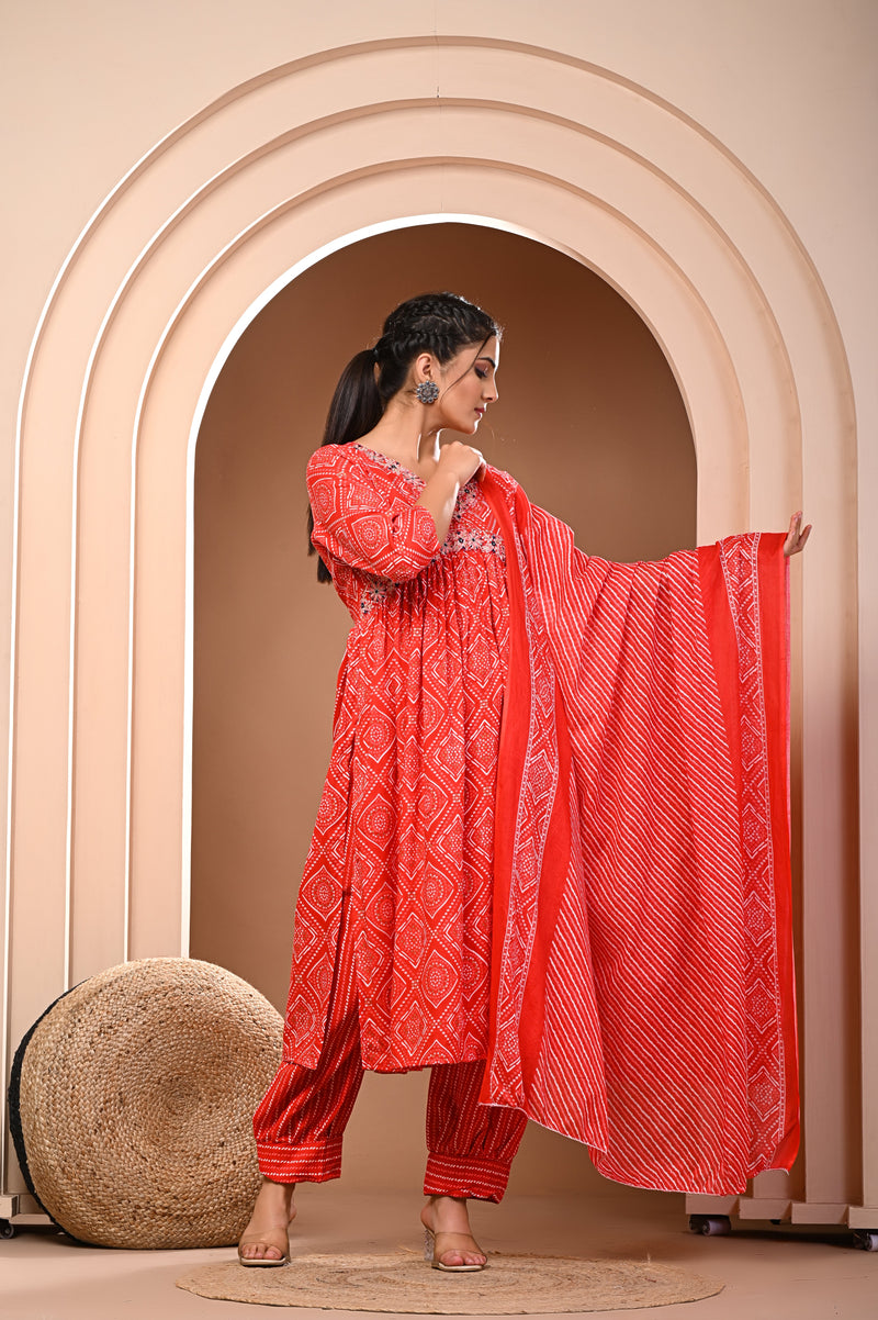 *Featuring our beautiful new Red Nayra Suit Set in soft fabric which is embellished with delicate work and prints,