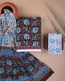 New Hand block printed cotton suit with cotton dupatta