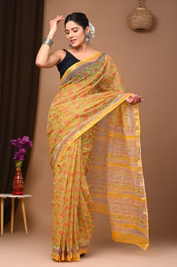 Exclusive hand Block Printed Kota Doria Saree (SWSRKO01)