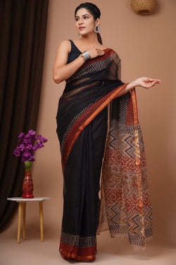 Exclusive hand Block Printed Kota Doria Saree (SWSRKO02)