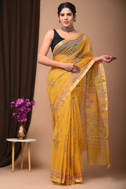 Exclusive hand Block Printed Kota Doria Saree (SWSRKO12)