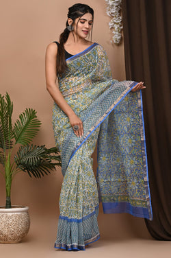 Exclusive hand Block Printed Kota Doria Saree (SWSRKO30)