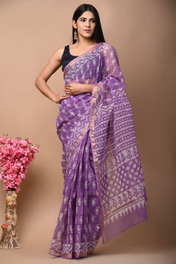 Exclusive hand Block Printed Kota Doria Saree (SWSRKO33)