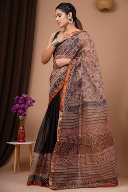 Exclusive hand Block Printed Kota Doria Saree (SWSRKO34)