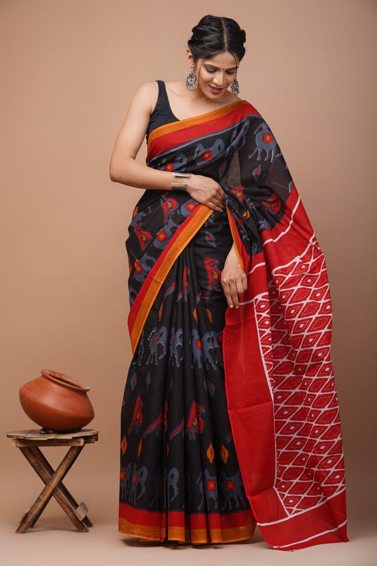 Exclusive Premium Hand Block Printed Pure Cotton Saree