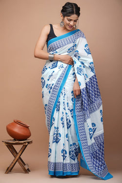 Premium Hand Block Printed Pure Cotton Saree