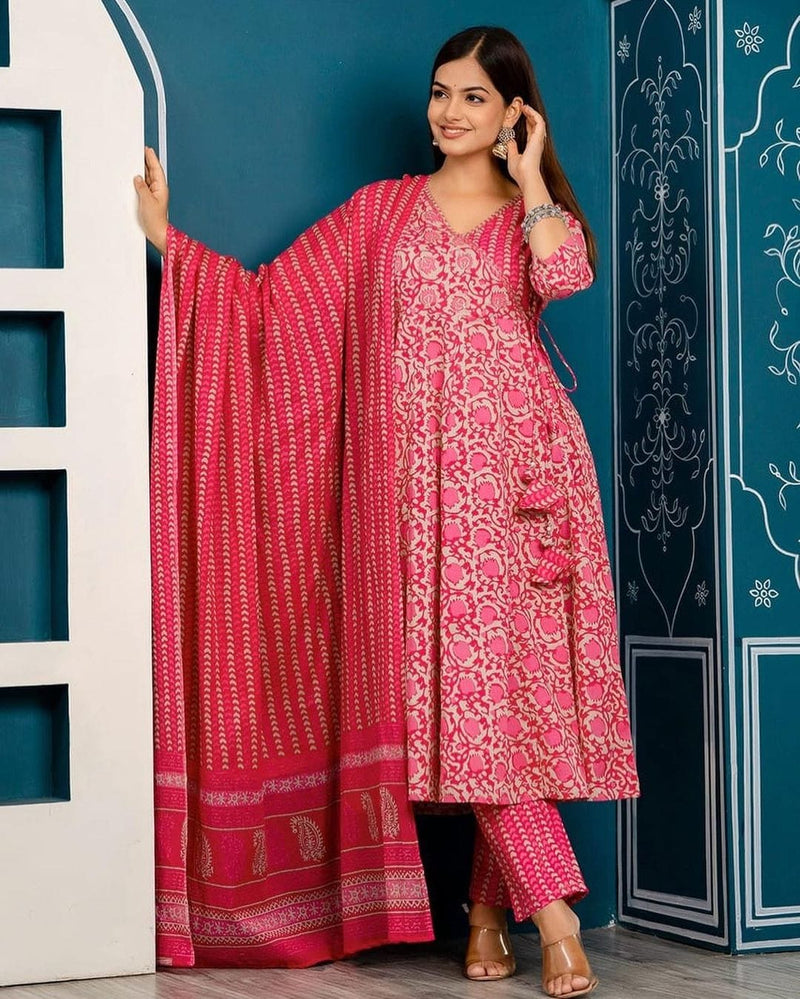 _New Angrakha kurta set with new style in saganeri block print_(SWRD27)