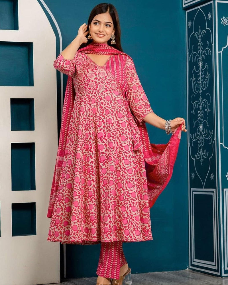 _New Angrakha kurta set with new style in saganeri block print_(SWRD27)