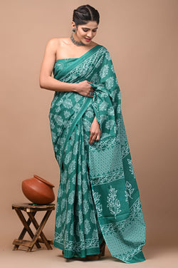 Premium Hand Block Printed Pure Cotton Saree