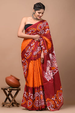 Premium Hand Block Printed Pure Cotton Saree