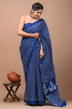 New Exclusive Block Printed Pure Cotton Saree