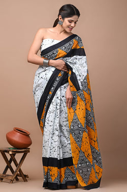 New Exclusive Block Printed Pure Cotton Saree