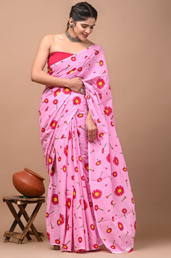 New Exclusive Block Printed Pure Cotton Saree