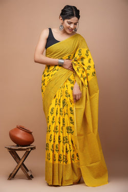 New Exclusive Block Printed Pure Cotton Saree